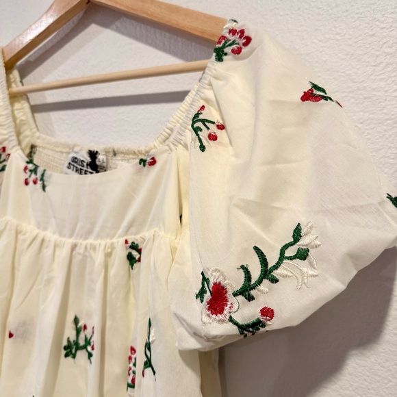 Daisy Street Embroidered Floral Puff Sleeve Babydoll Mini Dress size S - Picture 9 of 10